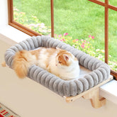 Zakkart SnugCloud cat-perch window-mount assembly shows tool-free setup for easy installation and stability.
