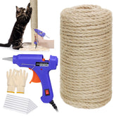 ZALALOVA 164ft sisal rope kit laid out for cat scratcher projects, durable fibers for long-lasting use.