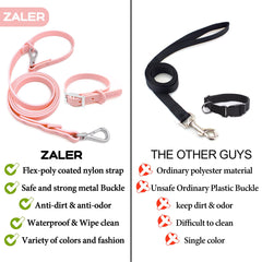 ZALER adjustable collar close-up reveals five-hole design for a comfortable perfect fit.