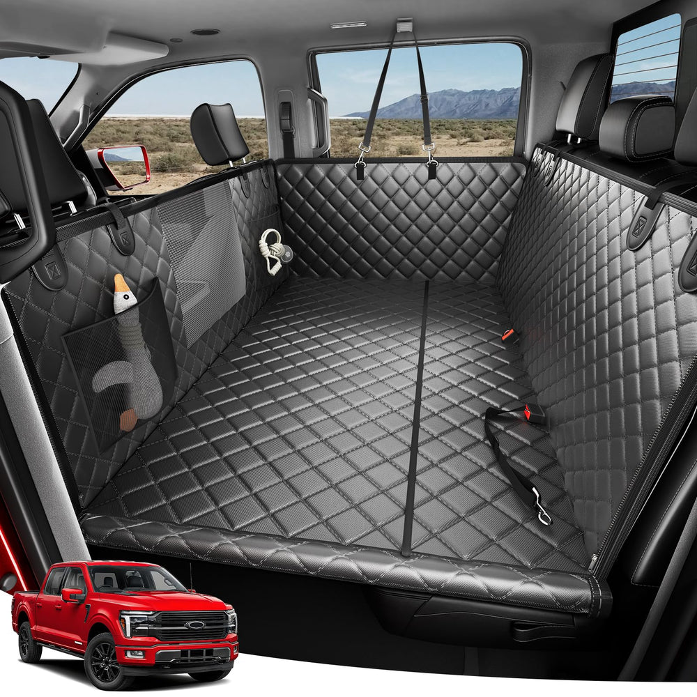 Zanch heavy-duty dog seat cover flat-base design for roomy backseat space.