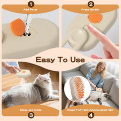 Zanthoxa Pet Steam Brush cleaning head eject feature clears trapped hair after grooming.