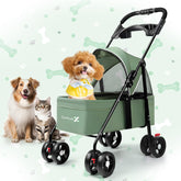 Zanthoxa pet stroller folded compact view shows easy storage for car trips.