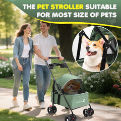Zanthoxa pet stroller sun shade extended view highlights pet sun protection during outdoor outings.