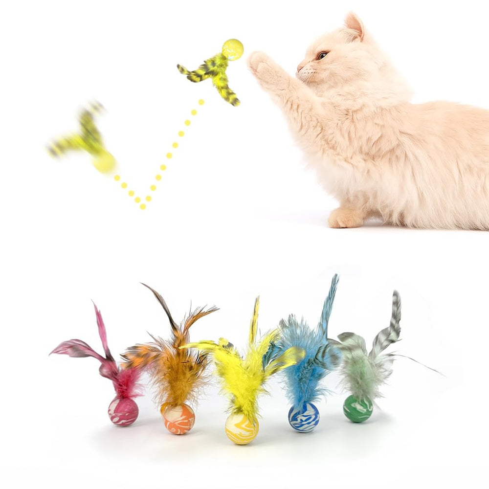 ZAYLUMO Feather Chase Ball blue - indoor cat toy for active play and hunting interest