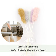 ZAYLUMO rabbit fur cat toys 15-inch length enables controlled interactive play