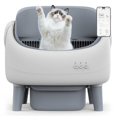 ZeaCotio Open-Top Litter Box front view for easy multi-cat entry.