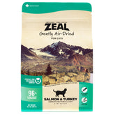 ZEAL Canada air-dried salmon-turkey cat bowl highlights premium protein for lean muscle.