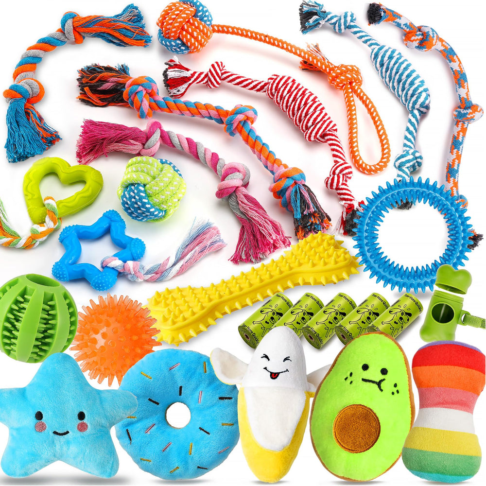 Zeaxuie 25-pack luxury dog chew toys rope set for interactive play and teething relief