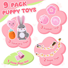 Zeaxuie Pink Puppy Toy Crinkle Squeak engages pups with sensory sounds.