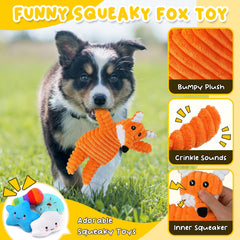Zeaxuie squeaky plush toy with crinkle accents captures puppy attention.
