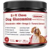 ZEBORA dog joint supplement soft chews bottle for flexible movement support.