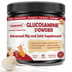 ZEBORA glucosamine dogs powder-topper on kibble supports joint care.