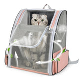 ZEJOROSE cat backpack carrier—front view showing breathable mesh for visibility and calm travel.