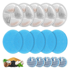 ZEKIRY 5-filter-pack for round cat fountain improves filtration.
