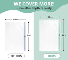 Zeling HTL jumbo liner inside a deep litter box demonstrates full coverage