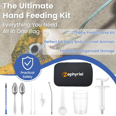 Zephyriel syringe kit with storage bag, convenient for on-the-go bird care
