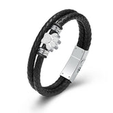 zeqingjw paw print urn bracelet closeup showing durable leather and steel for daily remembrance