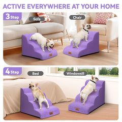 Zerbuger 3-step dog stair for sofa purple improves safe climbs
