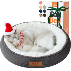 Zerbuger cat bed round donut dark grey offers plush comfort for cozy naps.