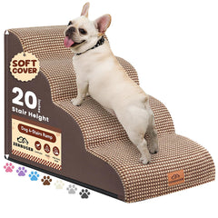 Zerbuger dog ramp with coffee cover offers comfy elevated couch access for dogs