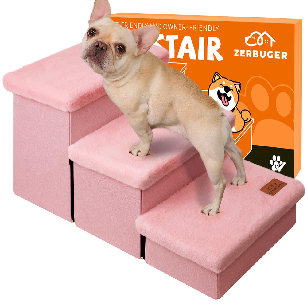 Zerbuger Dog Stairs furry lid offers a warm resting surface for pets.
