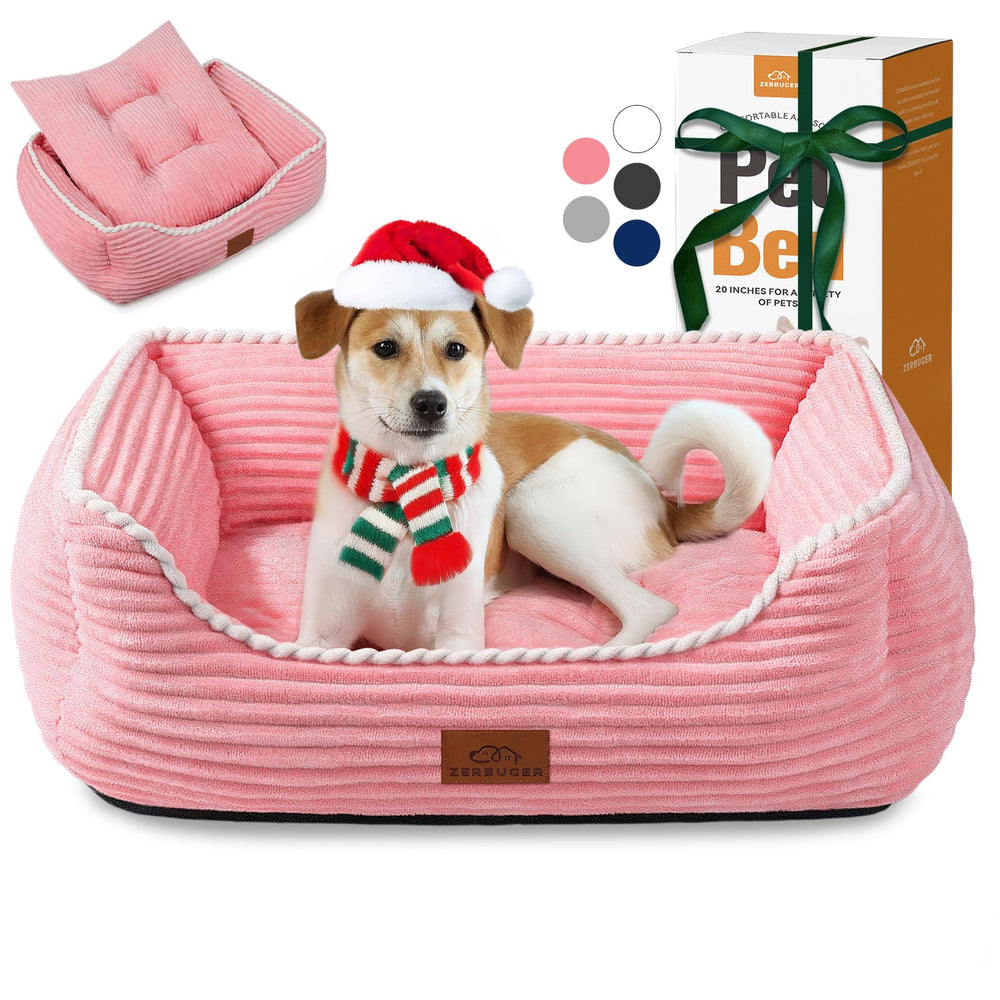 Zerbuger Orthopedic Dog Bed large pink top-view offers plush comfort and supportive foam