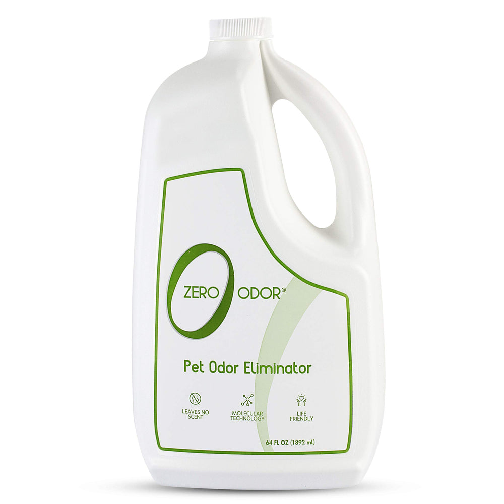 Zero Odor bottle pour spraying to neutralize odors on carpets with ease.