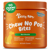 Zesty Paws Chew No Poo Bites bottle-front view for easy-stool deterrent use at home
