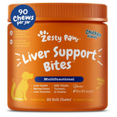 Zesty Paws Liver Support soft chews bottle aids dogs' liver support