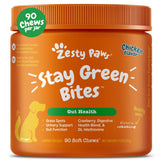 Zesty Paws Stay Green Bites grass-burn chews help lawn health and urinary comfort in dogs.