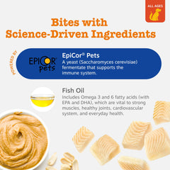 Zesty Paws training treats dog eating bite highlights soft, chewy texture for training.