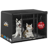 Zettum dog crate cover on a 36-inch cage protects from sun and rain.