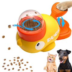 ZHAKKE duck-shaped pet toy with interactive dispenser for enrichment.