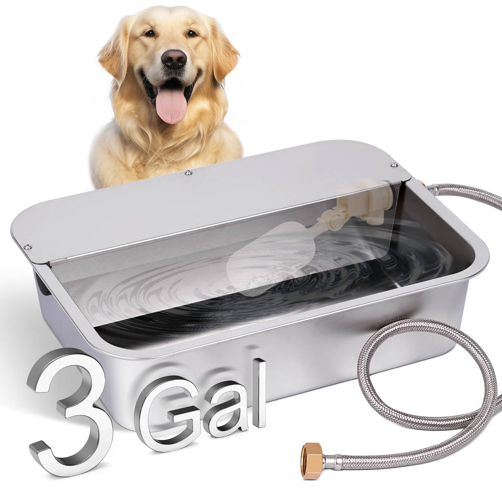 ZHEQOGZH 3-gallon dispenser outdoors ensures constant hydration for pets.