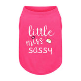 ZIAGAOP pink cotton dog shirt front view with Little Miss Sassy print for adorable park photos