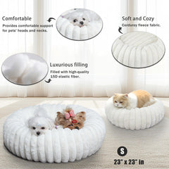 Zihapgpzp Donut small dog bed close-up highlights plush faux rabbit fur warmth.
