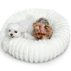Zihapgpzp Donut small dog bed front view shows warm corduroy fleece for cozy resting.