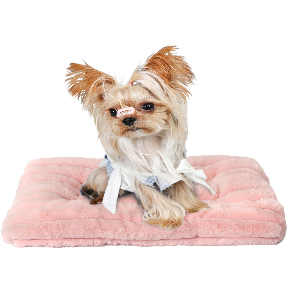 Zihapgpzp extra small dog crate pad 18x12 in pink corduroy delivers plush comfort.