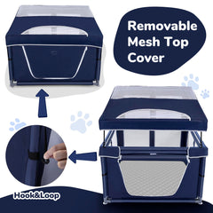 Zikopomi dog playpen inside view highlights breathable mesh and spacious feel.