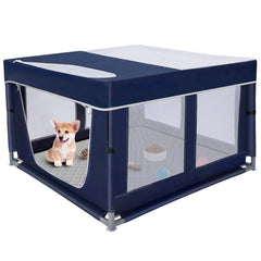 Zikopomi dog playpen outside view shows sturdy 25-inch height for containment.