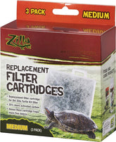 Zilla basking platform replacement filter cartridges pack 1 shows replacement filters for clean aquarium water.
