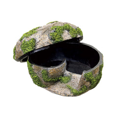 Zilla Pet Terrarium Rock Lair front view offers a secure dark hide promoting calm reptile shedding
