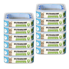 Zippland cat litter refills demonstrate Genie-pail compatibility for tidy scooping and disposal.