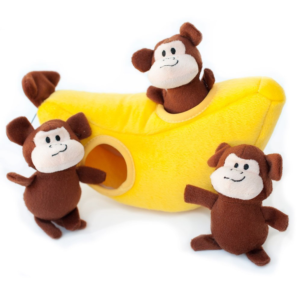 ZippyPaws Burrow Monkey n Banana toy hides monkeys inside banana for engaging puzzle play