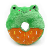 ZippyPaws Donutz Buddies Frog Donut Toy side view for durable, mess-free play.