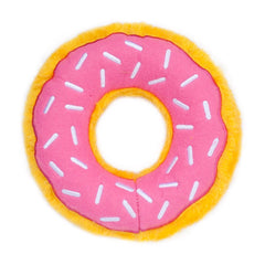 ZippyPaws Donutz strawberry-donut plush toy with soft fabric for cuddly play sessions.