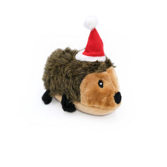ZippyPaws Holiday Hedgehog Santa hat close-up for interactive play