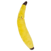 ZippyPaws Jigglerz Banana toy front view shows interactive squeaker for dogs.