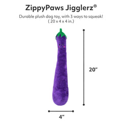 ZippyPaws Jigglerz Eggplant suited for all sizes, ideal for snuggling or fetch.