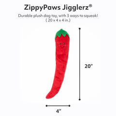 ZippyPaws Jigglerz Pepper stitch detail image conveys soft, cuddly toy for snuggle and carry